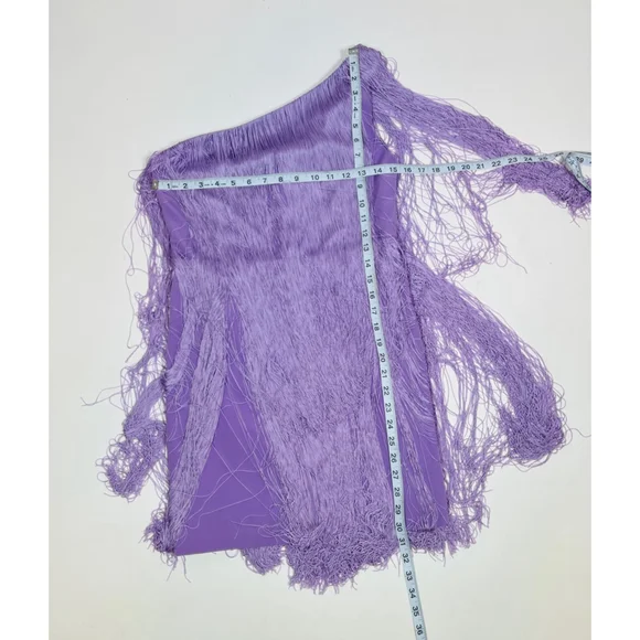No Pise La Grama Por Daniela Panaro Dress 4 Lavender Purple Fringe One Shoulder